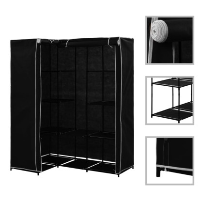 Armario de esquina negro 130x87x169 cm de vidaXL, Armarios roperos - Ref: Foro24-282449, Precio: 53,29 €, Descuento: %