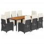 Set de comedor de jardín 9 pzas y cojines ratán sintético negro en Conjuntos de jardín | Comprar online en Foru.es