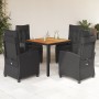 Set de muebles jardín 5 pzas con cojines ratán sintético negro en Conjuntos de jardín | Comprar online en Foru.es