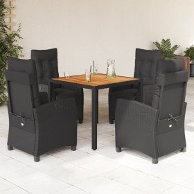 Set de muebles jardín 5 pzas con cojines ratán sintético negro en Conjuntos de jardín | Comprar online en Foru.es