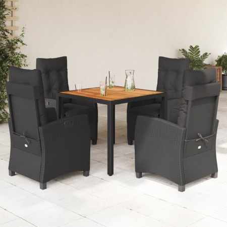 Set de muebles jardín 5 pzas con cojines ratán sintético negro en Conjuntos de jardín | Comprar online en Foru.es