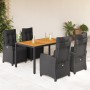 Set de muebles jardín 5 pzas con cojines ratán sintético negro en Conjuntos de jardín | Comprar online en Foru.es