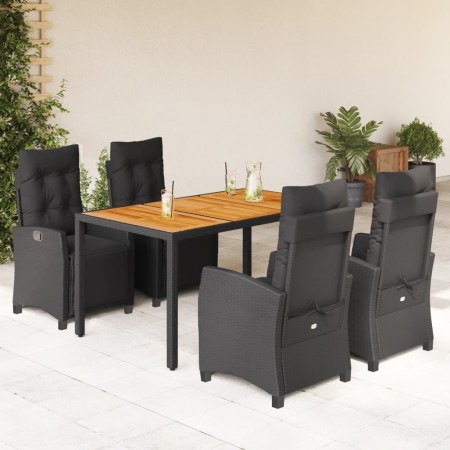 Set de muebles jardín 5 pzas con cojines ratán sintético negro en Conjuntos de jardín | Comprar online en Foru.es