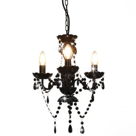 Lámpara de araña con cuentas negro redonda 3 x E14 de vidaXL, Lámparas - Ref: Foro24-281597, Precio: 52,97 €, Descuento: %