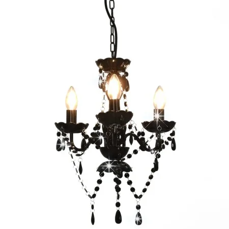 Lámpara de araña con cuentas negro redonda 3 x E14 de vidaXL, Lámparas - Ref: Foro24-281597, Precio: 59,76 €, Descuento: %