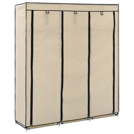 Armario con compartimentos y varillas tela crema 150x45x175 cm de vidaXL, Armarios roperos - Ref: Foro24-282455, Precio: 52,1...