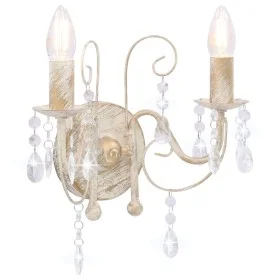 Lámpara de pared con cuentas blanco antiguo 2 bombillas E14 de vidaXL, Lámparas - Ref: Foro24-281590, Precio: 45,57 €, Descue...