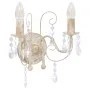 Lámpara de pared con cuentas blanco antiguo 2 bombillas E14 de vidaXL, Lámparas - Ref: Foro24-281590, Precio: 45,57 €, Descue...