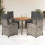 Set comedor de jardín 5 piezas con cojines ratán sintético gris en Conjuntos de jardín | Comprar online en Foru.es