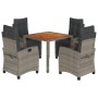 Set comedor de jardín 5 piezas con cojines ratán sintético gris en Conjuntos de jardín | Comprar online en Foru.es