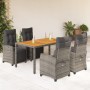 Set comedor de jardín 5 piezas con cojines ratán sintético gris en Conjuntos de jardín | Comprar online en Foru.es