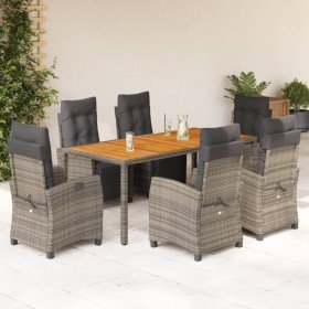 Set comedor jardín 7 pzas y cojines ratán sintético gris en Conjuntos de jardín | Comprar online en Foru.es