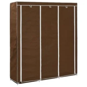 Armario con compartimentos y varillas tela marrón 150x45x175 cm de vidaXL, Armarios roperos - Ref: Foro24-282454, Precio: 48,...