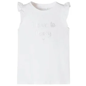 Camiseta infantil con mangas de volantes blanco 128 de , Camisetas para niños - Ref: Foro24-10497, Precio: 8,19 €, Descuento: %