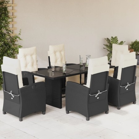Set de comedor de jardín 7 pzas y cojines ratán sintético negro en Conjuntos de jardín | Comprar online en Foru.es