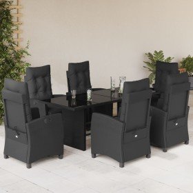 Set de comedor de jardín 7 pzas y cojines ratán sintético negro en Conjuntos de jardín | Comprar online en Foru.es