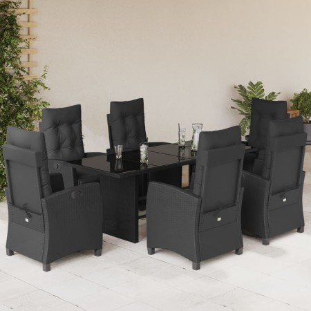 Set de comedor de jardín 7 pzas y cojines ratán sintético negro en Conjuntos de jardín | Comprar online en Foru.es