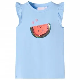 Camiseta infantil de manga volante azul claro 92 de , Camisetas para niños - Ref: Foro24-10629, Precio: 8,45 €, Descuento: %
