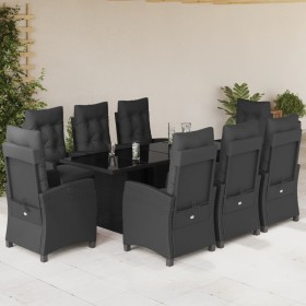 Set de comedor de jardín 9 pzas y cojines ratán sintético negro en Conjuntos de jardín | Comprar online en Foru.es