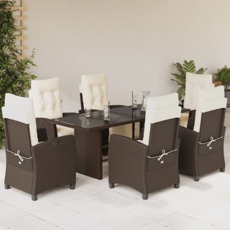 Set comedor de jardín 7 pzas con cojines ratán sintético marrón en Conjuntos de jardín | Comprar online en Foru.es