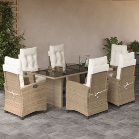 Set comedor de jardín 7 pzas con cojines ratán sintético beige en Conjuntos de jardín | Comprar online en Foru.es