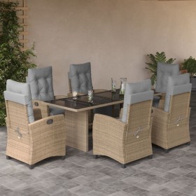 Set comedor de jardín 7 pzas con cojines ratán sintético beige en Conjuntos de jardín | Comprar online en Foru.es