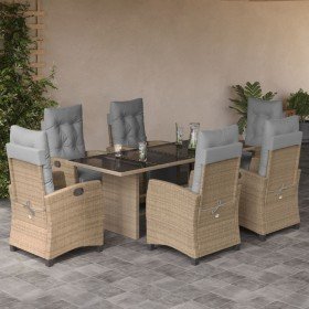 Set comedor de jardín 7 pzas con cojines ratán sintético beige en Conjuntos de jardín | Comprar online en Foru.es
