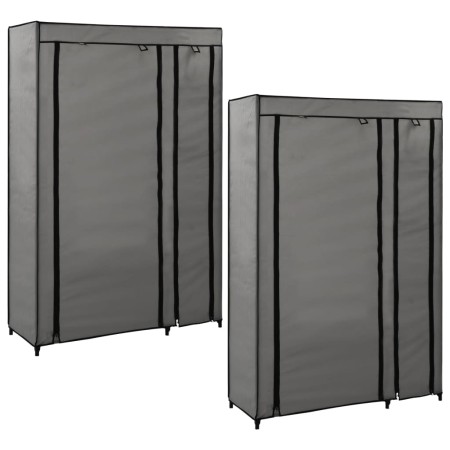 Armarios plegables 2 unidades de tela gris 110x45x175 cm de vidaXL, Armarios roperos - Ref: Foro24-282425, Precio: 75,84 €, D...
