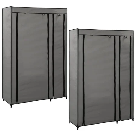 Armarios plegables 2 unidades de tela gris 110x45x175 cm de vidaXL, Armarios roperos - Ref: Foro24-282425, Precio: 71,90 €, D...
