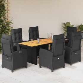 Set de comedor de jardín 7 pzas y cojines ratán sintético negro en Conjuntos de jardín | Comprar online en Foru.es