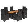 Set de comedor de jardín 7 pzas y cojines ratán sintético negro en Conjuntos de jardín | Comprar online en Foru.es