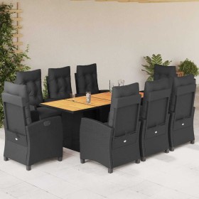 Set de comedor de jardín 9 pzas y cojines ratán sintético negro en Conjuntos de jardín | Comprar online en Foru.es