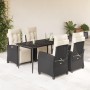 Set de muebles jardín 5 pzas con cojines ratán sintético negro en Conjuntos de jardín | Comprar online en Foru.es