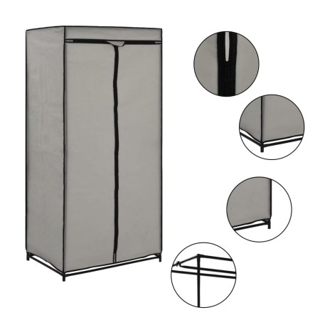 Armario gris 75x50x160 cm de vidaXL, Armarios roperos - Ref: Foro24-282440, Precio: 31,96 €, Descuento: %
