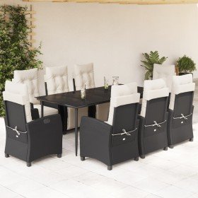 Set de comedor de jardín 9 pzas y cojines ratán sintético negro en Conjuntos de jardín | Comprar online en Foru.es