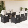 Set de comedor de jardín 9 pzas y cojines ratán sintético negro en Conjuntos de jardín | Comprar online en Foru.es