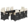 Set de comedor de jardín 9 pzas y cojines ratán sintético negro en Conjuntos de jardín | Comprar online en Foru.es