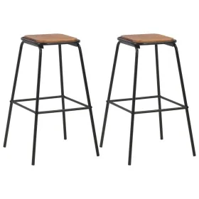 Kitchen stools 2 pcs solid pine wood and black steel by vidaXL, Kitchen stools - Ref: Foro24-280076, Price: 96,80 €, Discount: %