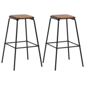 Taburetes de cocina 2 uds madera maciza de pino y acero negro de vidaXL, Taburetes de cocina - Ref: Foro24-280076, Precio: 98...