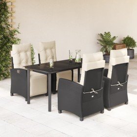 Set de muebles jardín 5 pzas con cojines ratán sintético negro en Conjuntos de jardín | Comprar online en Foru.es