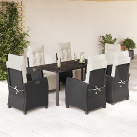 Set de comedor de jardín 7 pzas y cojines ratán sintético negro en Conjuntos de jardín | Comprar online en Foru.es