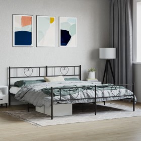 Estructura de cama cabecero y estribo metal negro 183x213 cm de , Camas y somieres - Ref: Foro24-355486, Precio: 118,92 €, De...