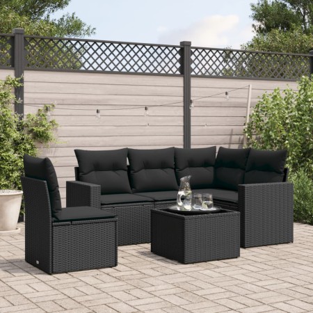 Set de sofás de jardín 6 piezas y cojines ratán sintético negro de , Conjuntos de jardín - Ref: Foro24-3218965, Precio: 386,9...