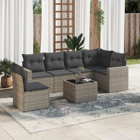 Set de sofás de jardín 7 piezas con cojines ratán PE gris de , Conjuntos de jardín - Ref: Foro24-3219030, Precio: 415,41 €, D...