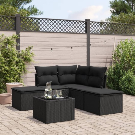 Set de sofás de jardín 6 piezas y cojines ratán sintético negro de , Conjuntos de jardín - Ref: Foro24-3217725, Precio: 319,4...