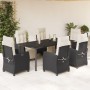 Set de comedor de jardín 7 pzas y cojines ratán sintético negro en Conjuntos de jardín | Comprar online en Foru.es
