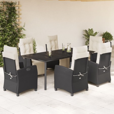 Set de comedor de jardín 7 pzas y cojines ratán sintético negro en Conjuntos de jardín | Comprar online en Foru.es