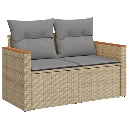 2-Sitzer-Gartensofa mit Kissen, beiges synthetisches Rattan von , Outdoor-Sofas - Ref: Foro24-366097, Preis: 144,62 €, Rabatt: %
