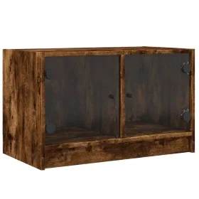 TV cabinet with smoked oak glass doors 68x37x42 cm by , TV Furniture - Ref: Foro24-836361, Price: 38,08 €, Discount: %