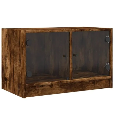 Mueble de TV con puertas de vidrio roble ahumado 68x37x42 cm de , Muebles TV - Ref: Foro24-836361, Precio: 38,08 €, Descuento: %